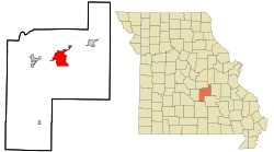 Phelps County Missouri Incorporated and Unincorporated areas Rolla Highlighted